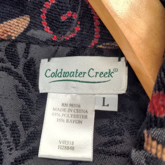 Coldwater Creek Womens Button-Up Patchwork Tapestry Jacket Multi Floral Large - Picture 8 of 11